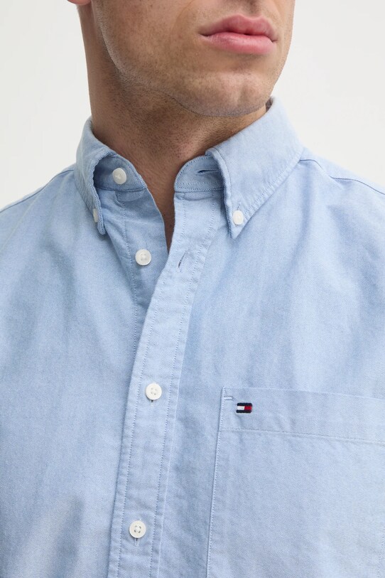 Bavlněná košile Tommy Hilfiger MW0MW36272 modrá SS25