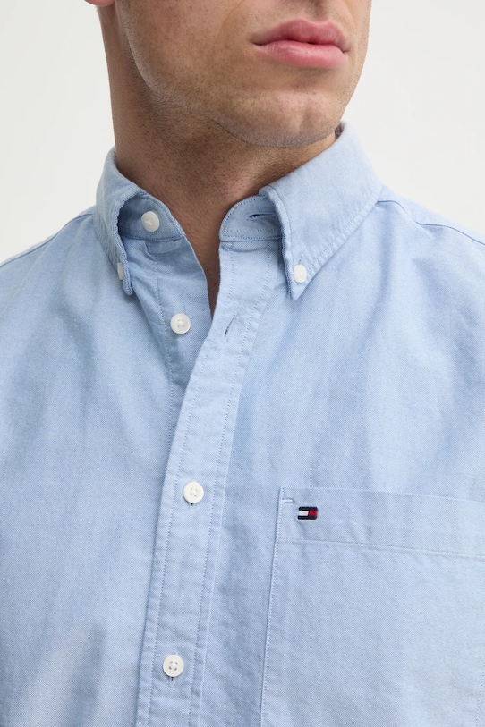Bavlněná košile Tommy Hilfiger MW0MW36272 modrá SS25