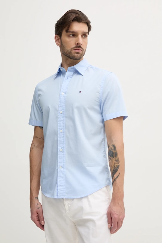 Tommy Hilfiger koszula bawełniana bawełna niebieski MW0MW37584