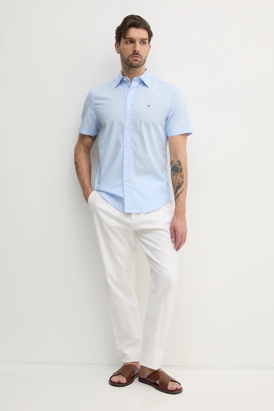 Tommy Hilfiger koszula bawełniana MW0MW37584 niebieski SS25