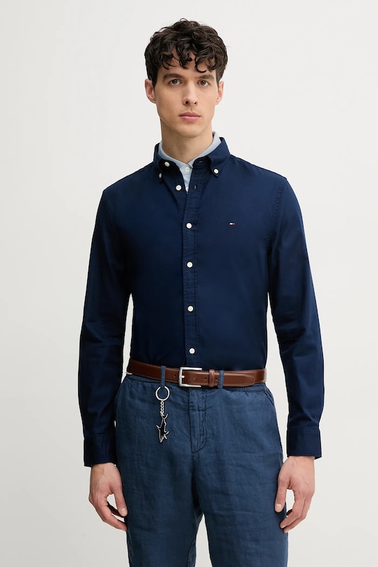 Хлопковая рубашка Tommy Hilfiger casual тёмно-синий MW0MW38556