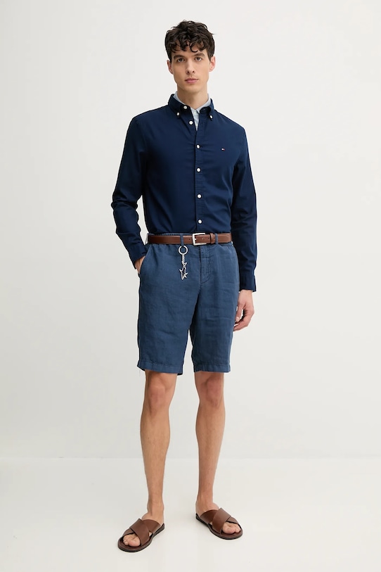 Хлопковая рубашка Tommy Hilfiger MW0MW38556 тёмно-синий SS25