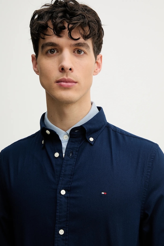 Хлопковая рубашка Tommy Hilfiger тёмно-синий MW0MW38556