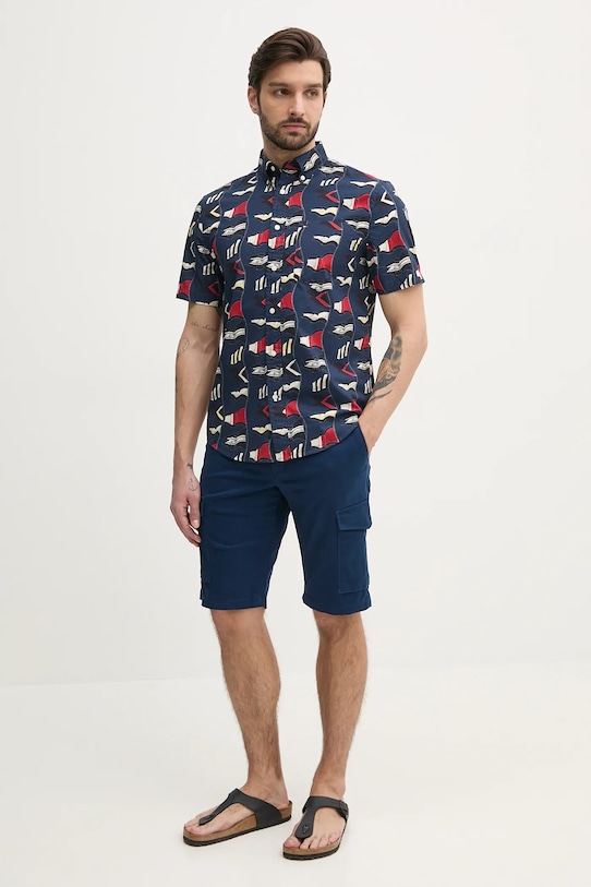 Tommy Hilfiger camasa din bumbac MW0MW38592 bleumarin SS25