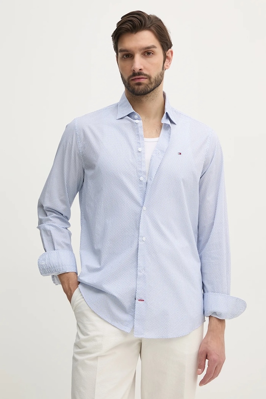 Tommy Hilfiger cămașă din bumbac lung albastru MW0MW38960