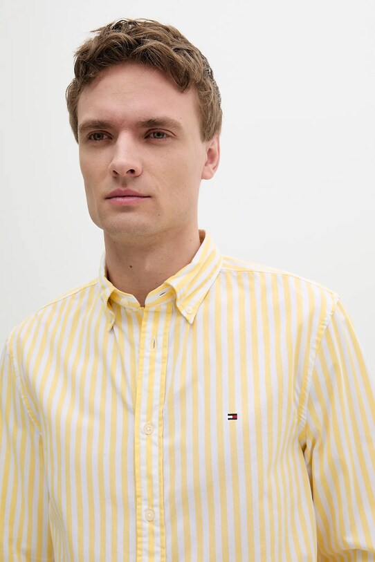 Tommy Hilfiger cămașă din bumbac galben MW0MW39159