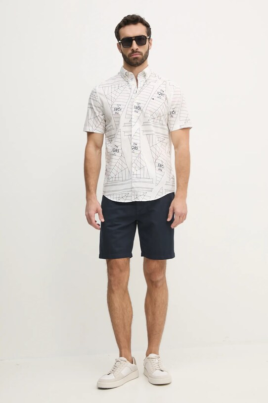 Βαμβακερό πουκάμισο Tommy Hilfiger MW0MW39267 λευκό SS25
