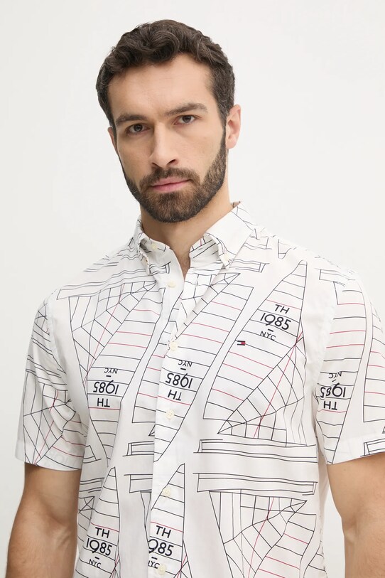 Βαμβακερό πουκάμισο Tommy Hilfiger λευκό MW0MW39267