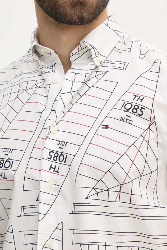 Βαμβακερό πουκάμισο Tommy Hilfiger MW0MW39267 λευκό