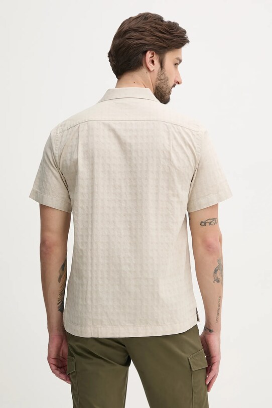 Odzież Tommy Hilfiger koszula z domieszką lnu MW0MW38564 beżowy
