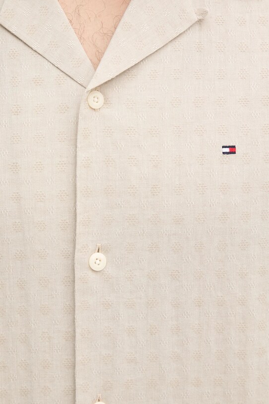 Tommy Hilfiger koszula z domieszką lnu beżowy MW0MW38564