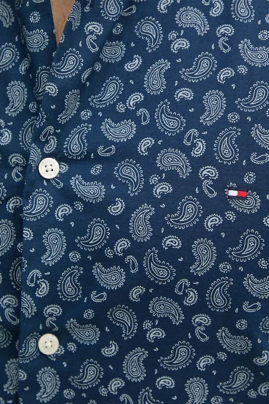 Tommy Hilfiger cămașă din amestec de in MW0MW38566 bleumarin