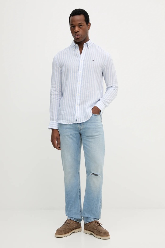 Льняная рубашка Tommy Hilfiger MW0MW38581 голубой SS25