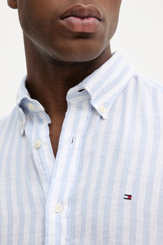 Lněná košile Tommy Hilfiger MW0MW38581 modrá