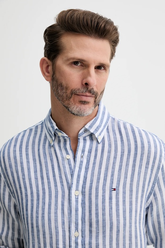 Сорочка з льону Tommy Hilfiger блакитний MW0MW38581