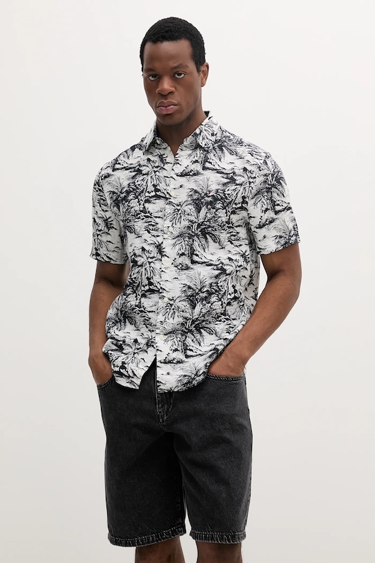 Πουκάμισο από λινό Tommy Hilfiger casual σκούρο μπλε MW0MW38587