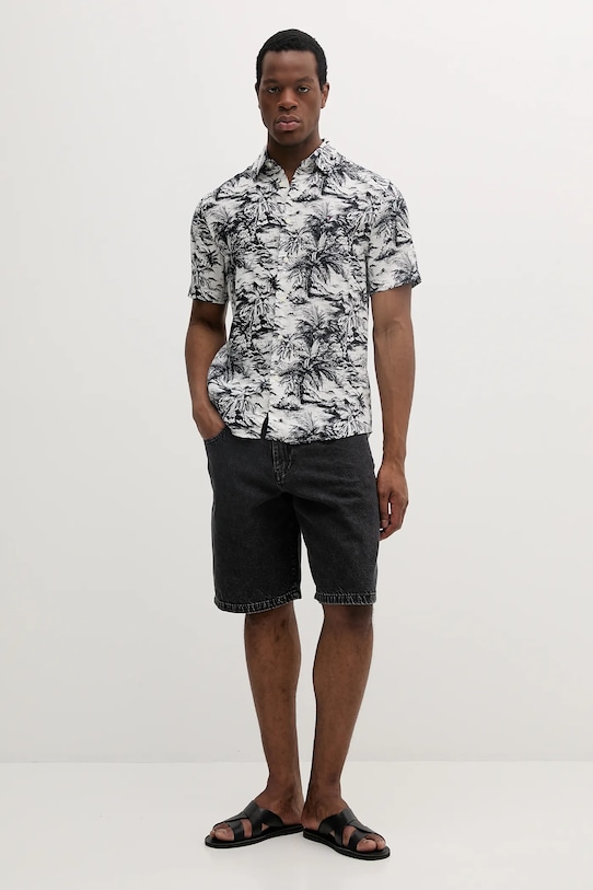 Πουκάμισο από λινό Tommy Hilfiger MW0MW38587 σκούρο μπλε SS25