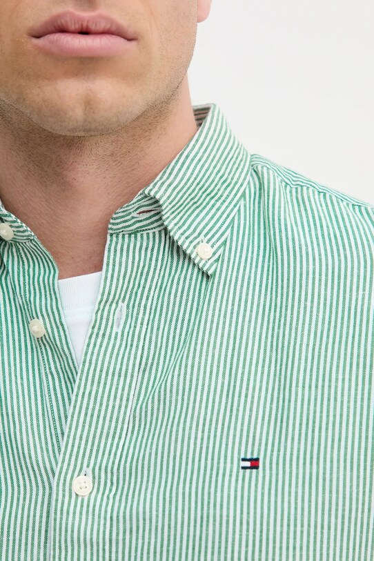 Tommy Hilfiger cămașă din amestec de in MW0MW39155 verde