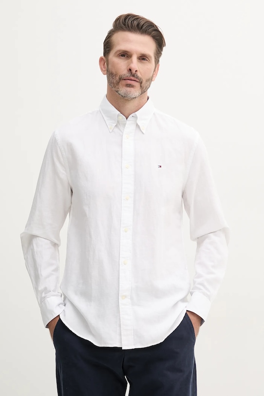 Tommy Hilfiger koszula z domieszką lnu regular biały MW0MW40702