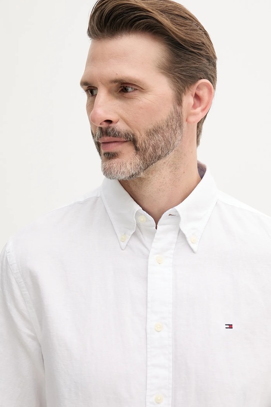 Tommy Hilfiger koszula z domieszką lnu MW0MW40702 biały