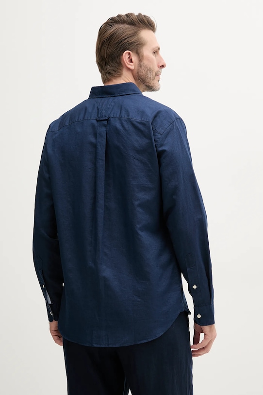 Oblečenie Košeľa s prímesou ľanu Tommy Hilfiger MW0MW40702 tmavomodrá