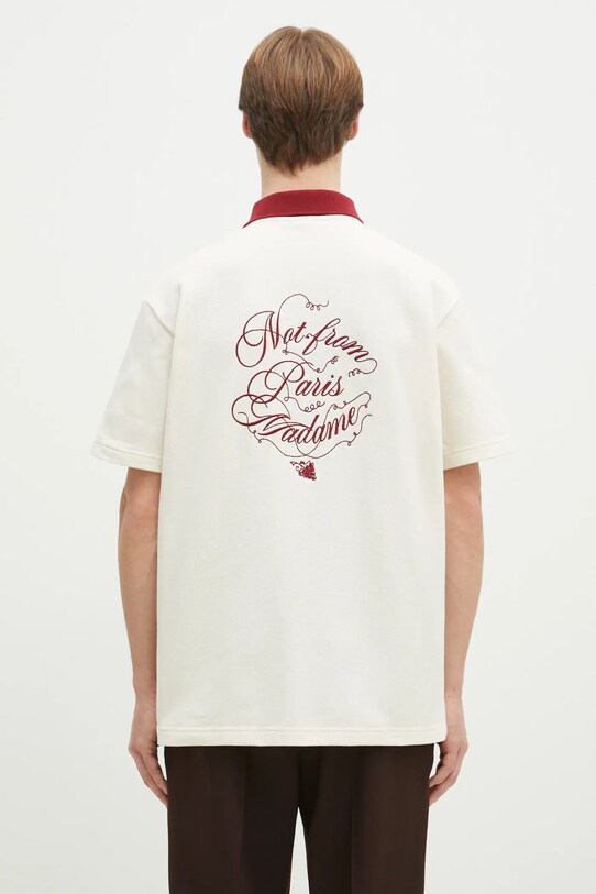 Drôle de Monsieur cămașă din bumbac La Chemise Piquee Slogan Vignes scurt bej F.SH196.CO140.CM