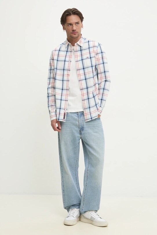 Бавовняна сорочка Tommy Jeans DM0DM20885 білий SS25