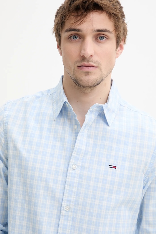 Хлопковая рубашка Tommy Jeans голубой DM0DM20885