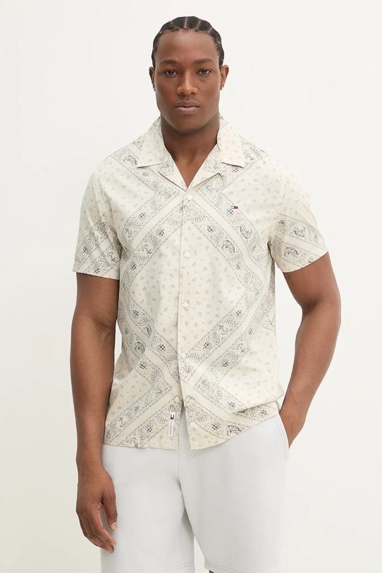 Bavlněná košile Tommy Jeans regular béžová DM0DM20888