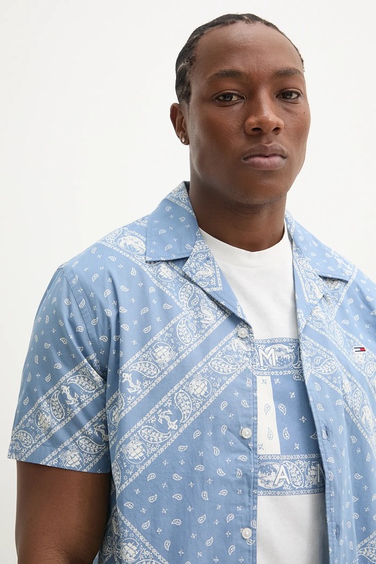 Хлопковая рубашка Tommy Jeans голубой DM0DM20888
