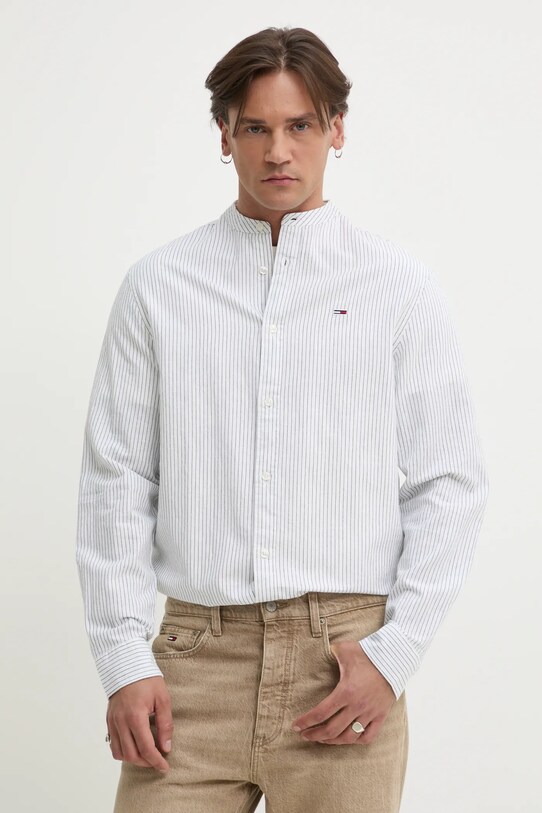 Рубашка с примесью льна Tommy Jeans белый DM0DM20893