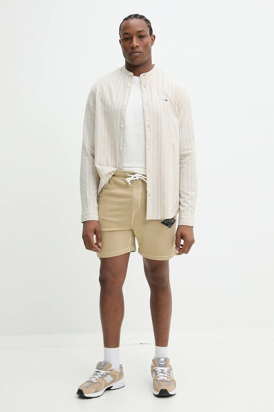 Риза с лен Tommy Jeans DM0DM20893 бежов SS25