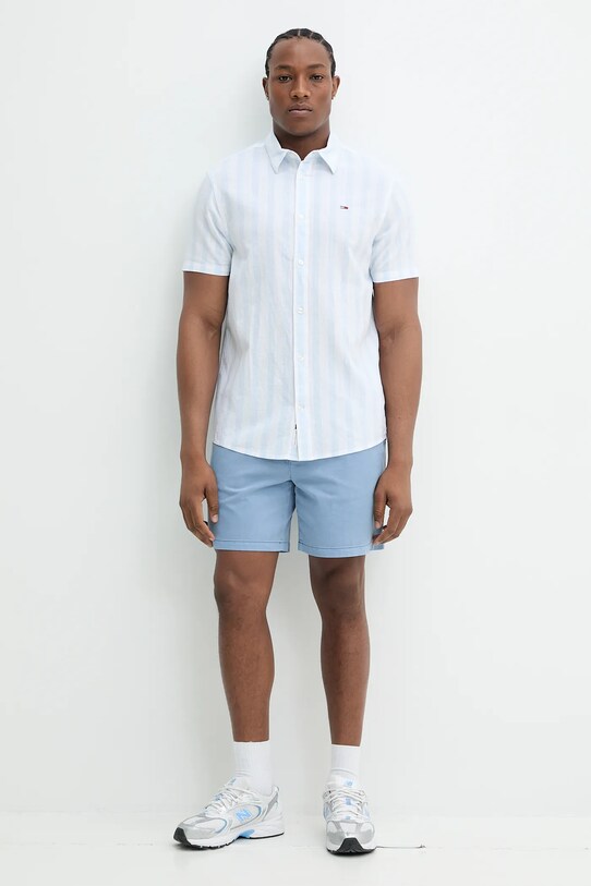 Tommy Jeans koszula z domieszką lnu DM0DM20894 niebieski SS25