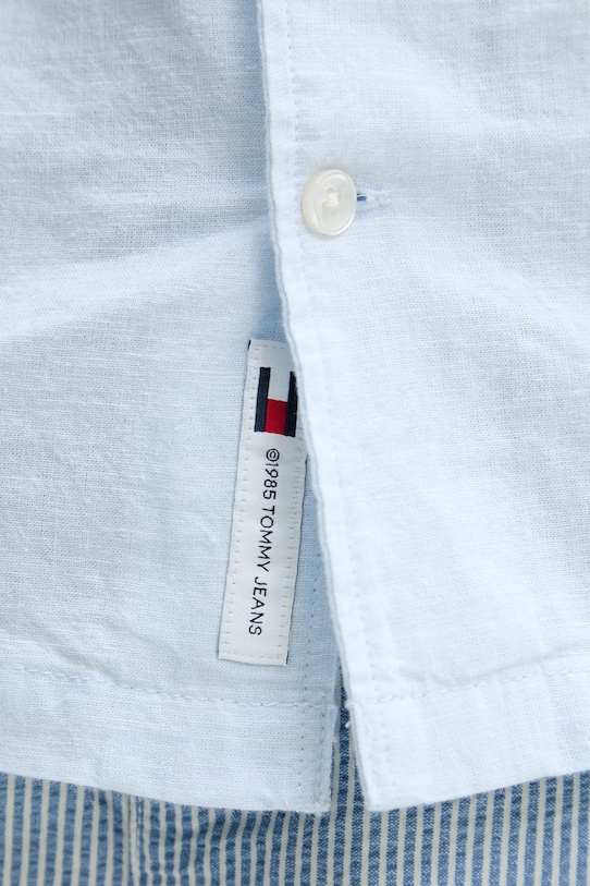 Tommy Jeans cămașă din amestec de in DM0DM20895 albastru