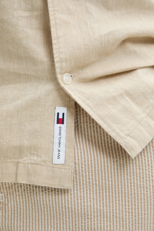 Košile s příměsí lnu Tommy Jeans DM0DM20895 béžová