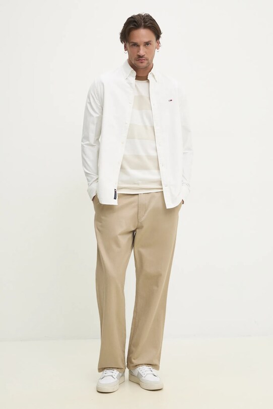 Tommy Jeans camasa din bumbac DM0DM21298 alb NC25