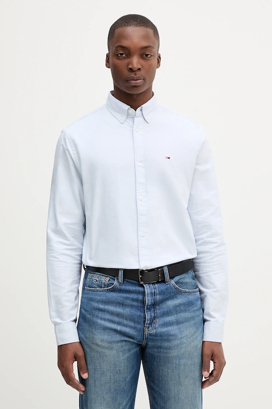 Tommy Jeans koszula bawełniana bawełna niebieski DM0DM21298