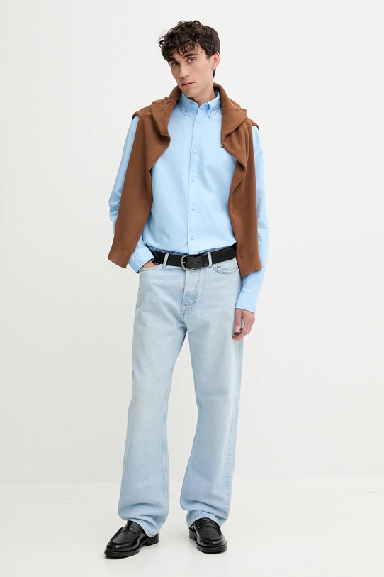 Хлопковая рубашка Tommy Jeans DM0DM21298 голубой AW25