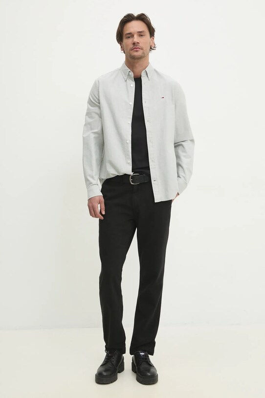 Tommy Jeans camasa din bumbac DM0DM21298 gri NC25