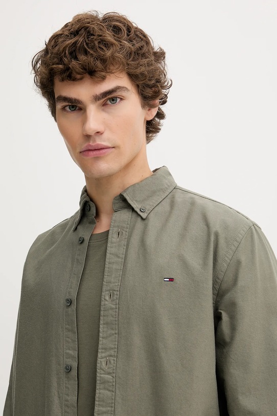 Tommy Jeans koszula bawełniana zielony DM0DM21298