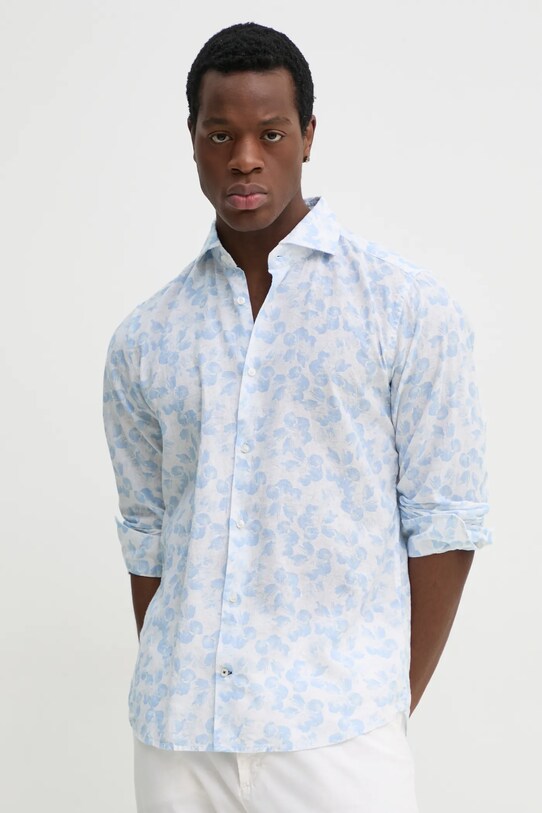 Joop! camicia di lino slim blu 30046068