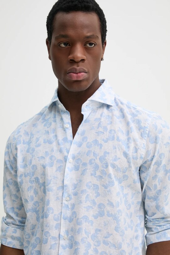 Joop! camicia di lino blu 30046068