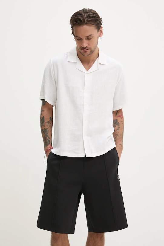 Košile Abercrombie & Fitch len béžová KI125.5075.100