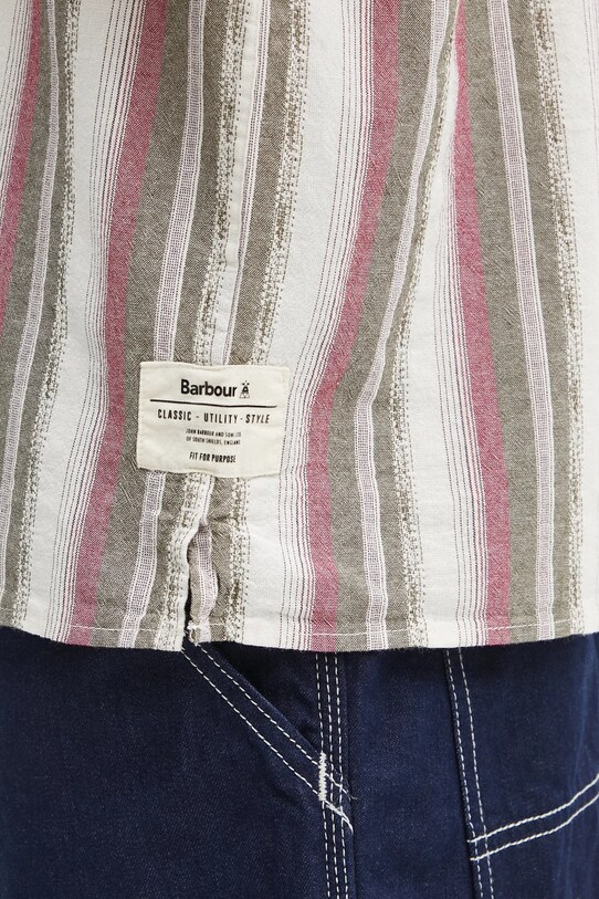 Barbour cămașă din bumbac Barbour Lipton Striped S/S Relaxed Fit Shirt verde MSH5600