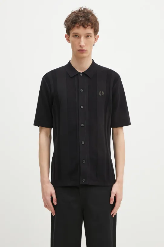Памучна риза Fred Perry стандартна черен K9727.102