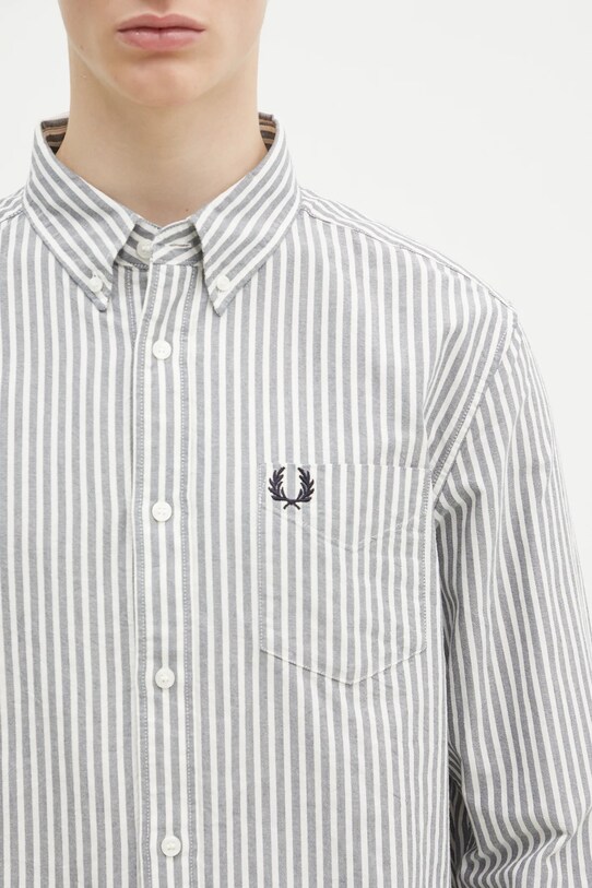 Βαμβακερό πουκάμισο Fred Perry σκούρο μπλε M6574.X86