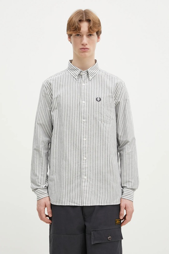 Fred Perry cotton shirt button-down gray M6574.X86