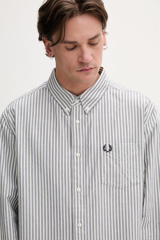 Fred Perry koszula bawełniana szary M6574.X86