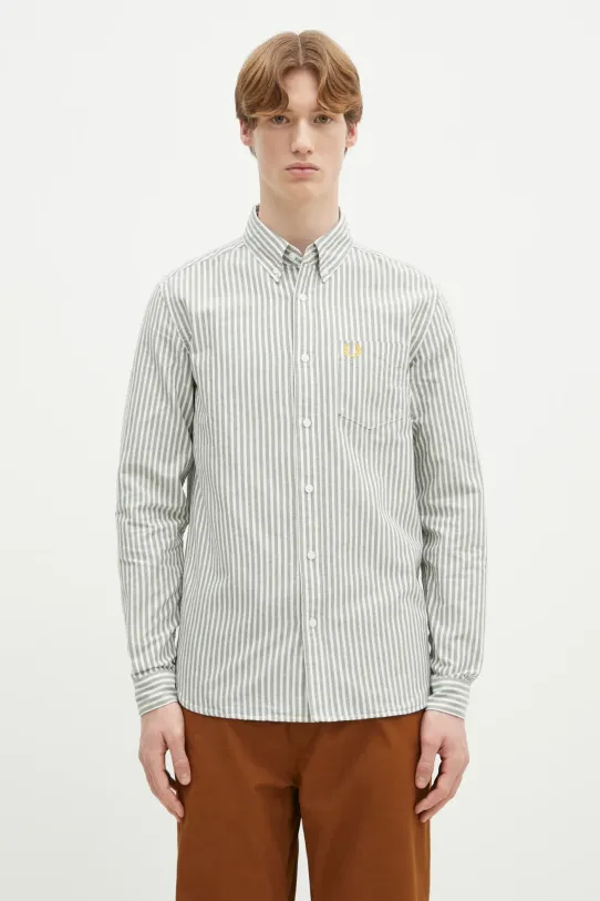 Fred Perry koszula bawełniana wzorzyste zielony M6574.X89