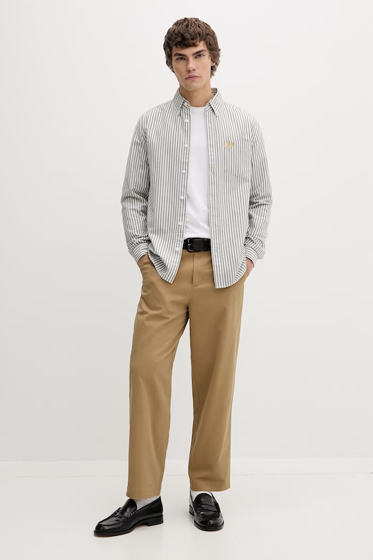 Fred Perry koszula bawełniana M6574.X89 zielony SS25